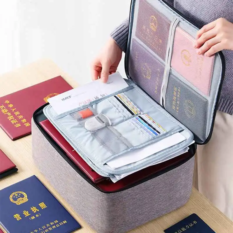 Large Capacity File Bag Document Storage Bag Multi-layer Password Briefcase Organize Pouch Accessories Supplies