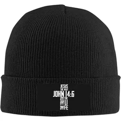 Chrześcijańska biblia werset Jesus The Way John 14:6 czapka typu Beanie kobiety z dzianiny czapka z czaszkami mężczyźni robią na drutach miękki kapelusz czarno