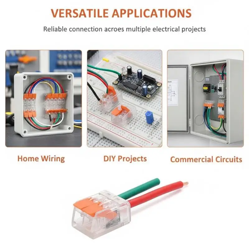 90 Pcs Electrical Quick Connectors, DIY Cable Connection Tool Kit (24-12 Awg), 2/3/5 Port Plug-In Electrical Connectors