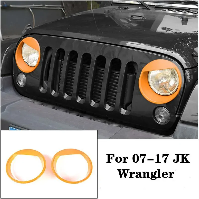 Fit for Jeep Wrangler JK 2007-2017 car Accessories  Angry Front Head Lamp Eye Cover Decoration Bezels Front Head light Cover