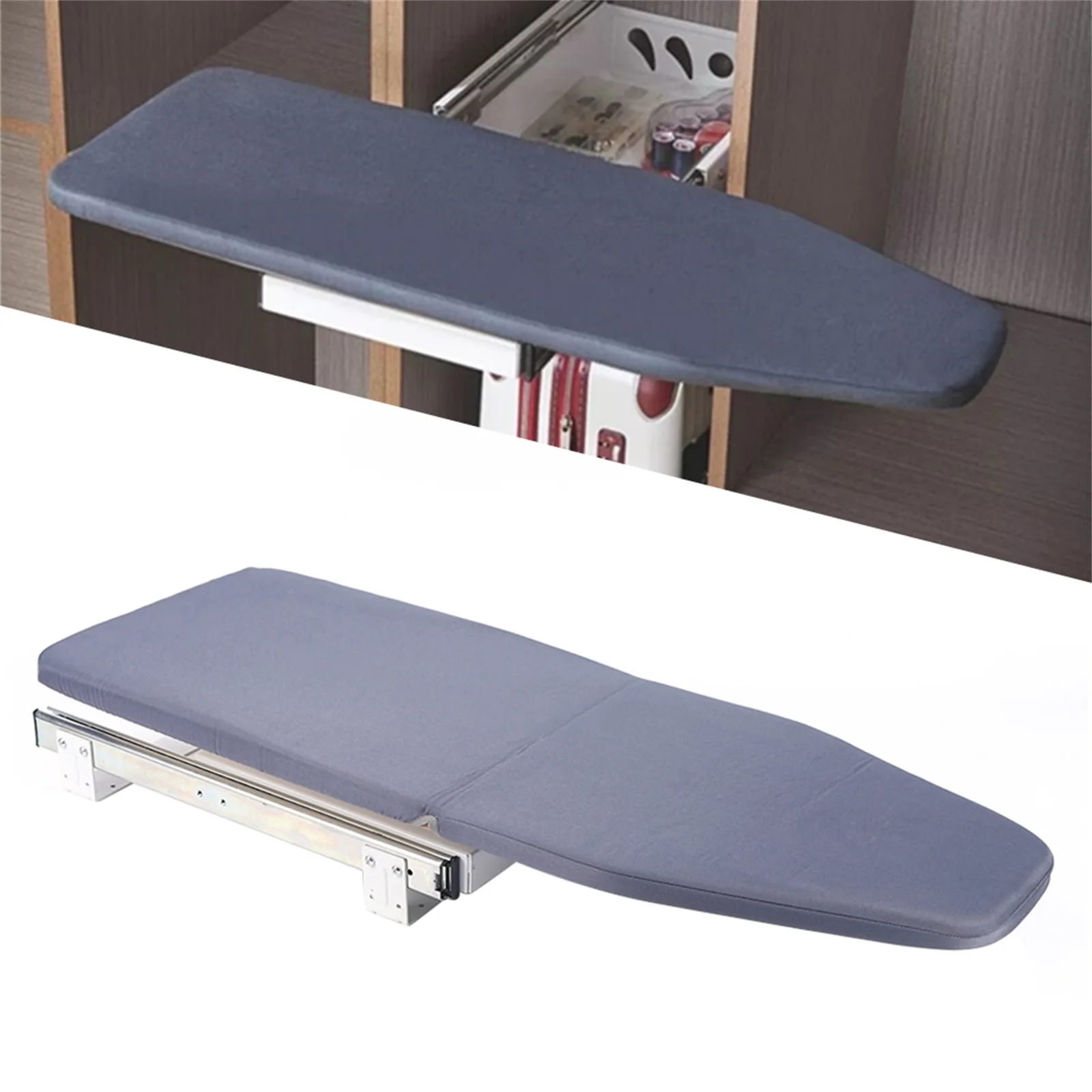 Gray Foldable Folding Ironing Board 180° Rotation Retractable Closet Folding Pull & Push for Cabinet Easy To Install