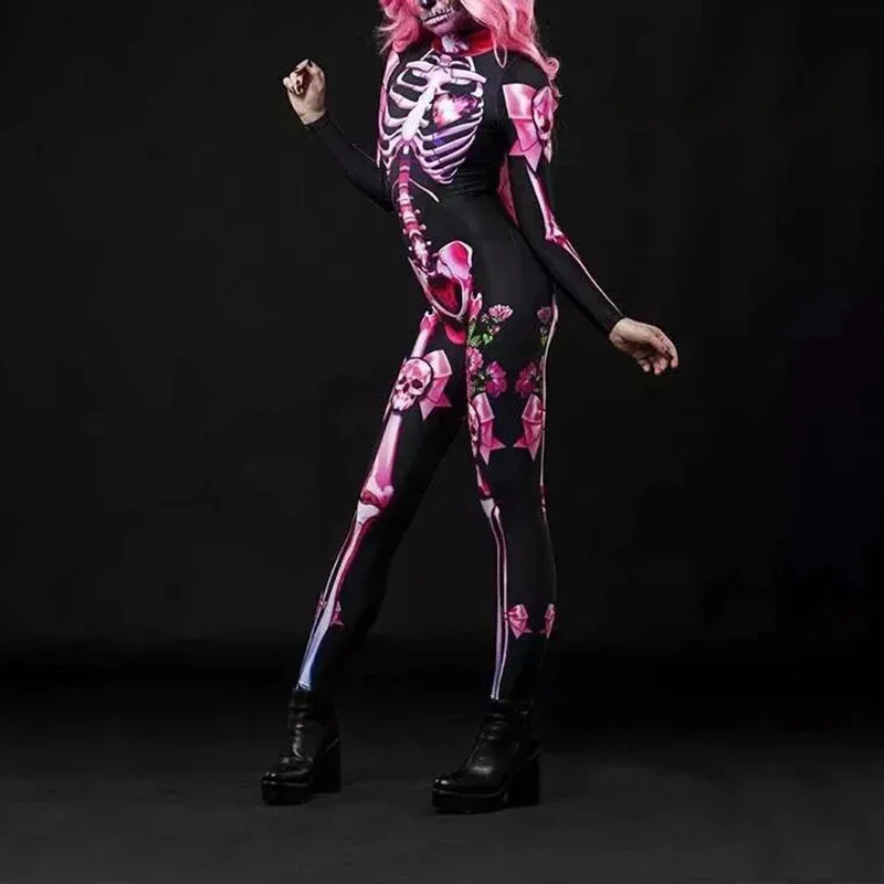 Rose Skeleton Adult Kids Costume spaventoso vestito di Halloween Cosplay tuta Sexy festa di carnevale pagliaccetti della neonata giorno dei morti