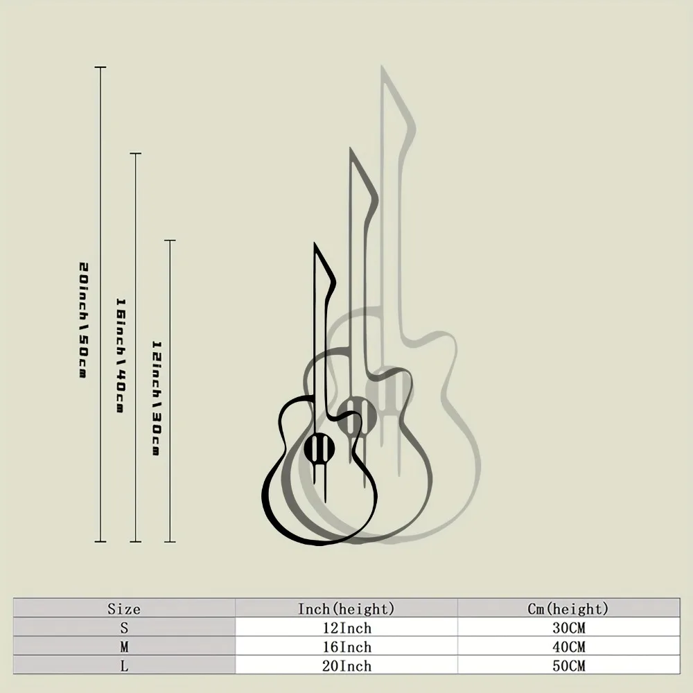 CIFBUY Metal Wall Art Guitar Minimalist Iron Sculpture Indoor Outdoor Music Decor Rustic Home Gift