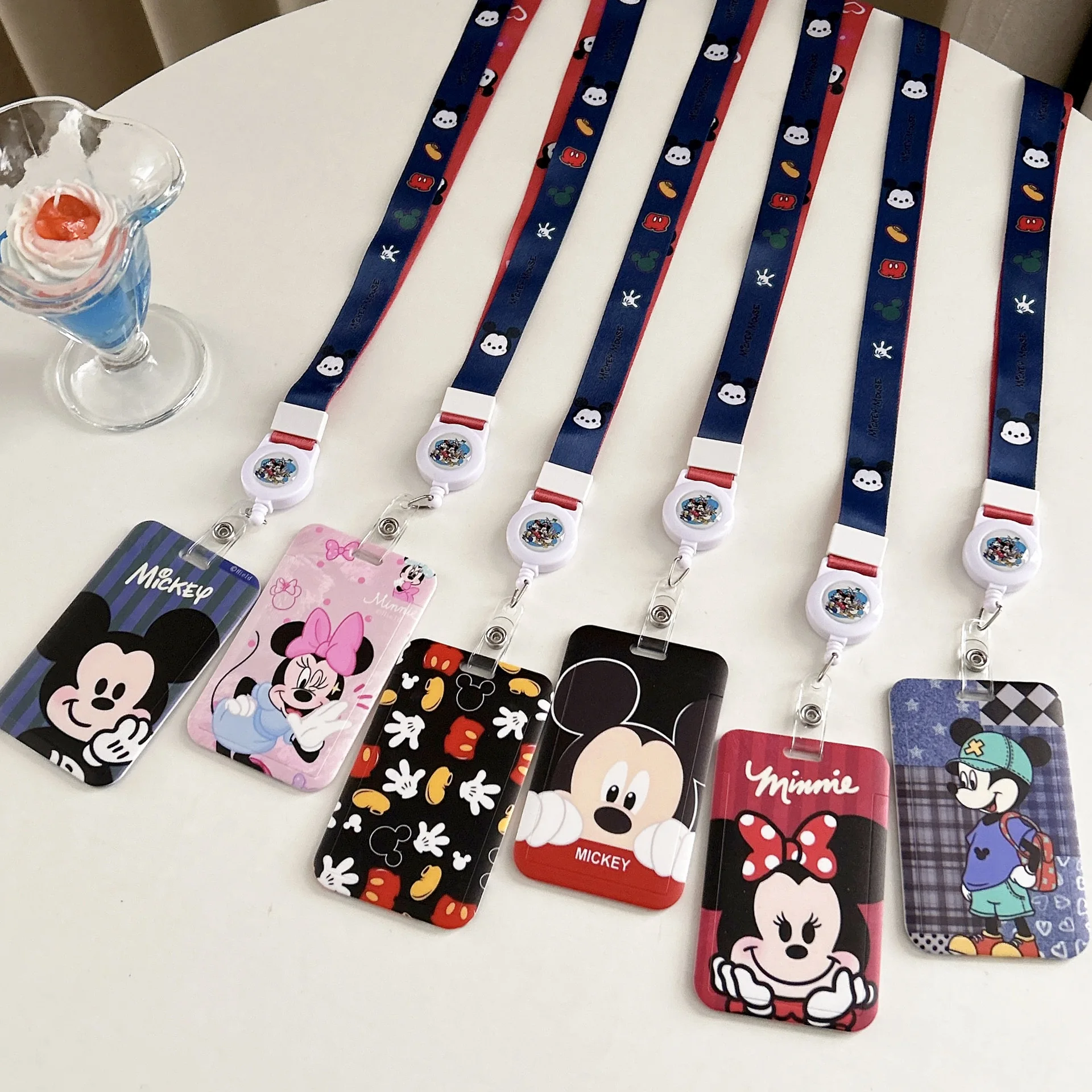 

Disney Mickey ID Card Holders Lanyards Girls Door Card Case Hanging Rope Badge Holder Neck Strap Business Card Small Boy’s Gift