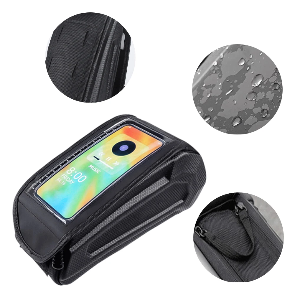 

Bike Front Frame Bag Bike Storage Bag Touch-Screen Bike Phone Holder Bag Double Zipper Bicycle Top Tube Bag Cycling Accessories