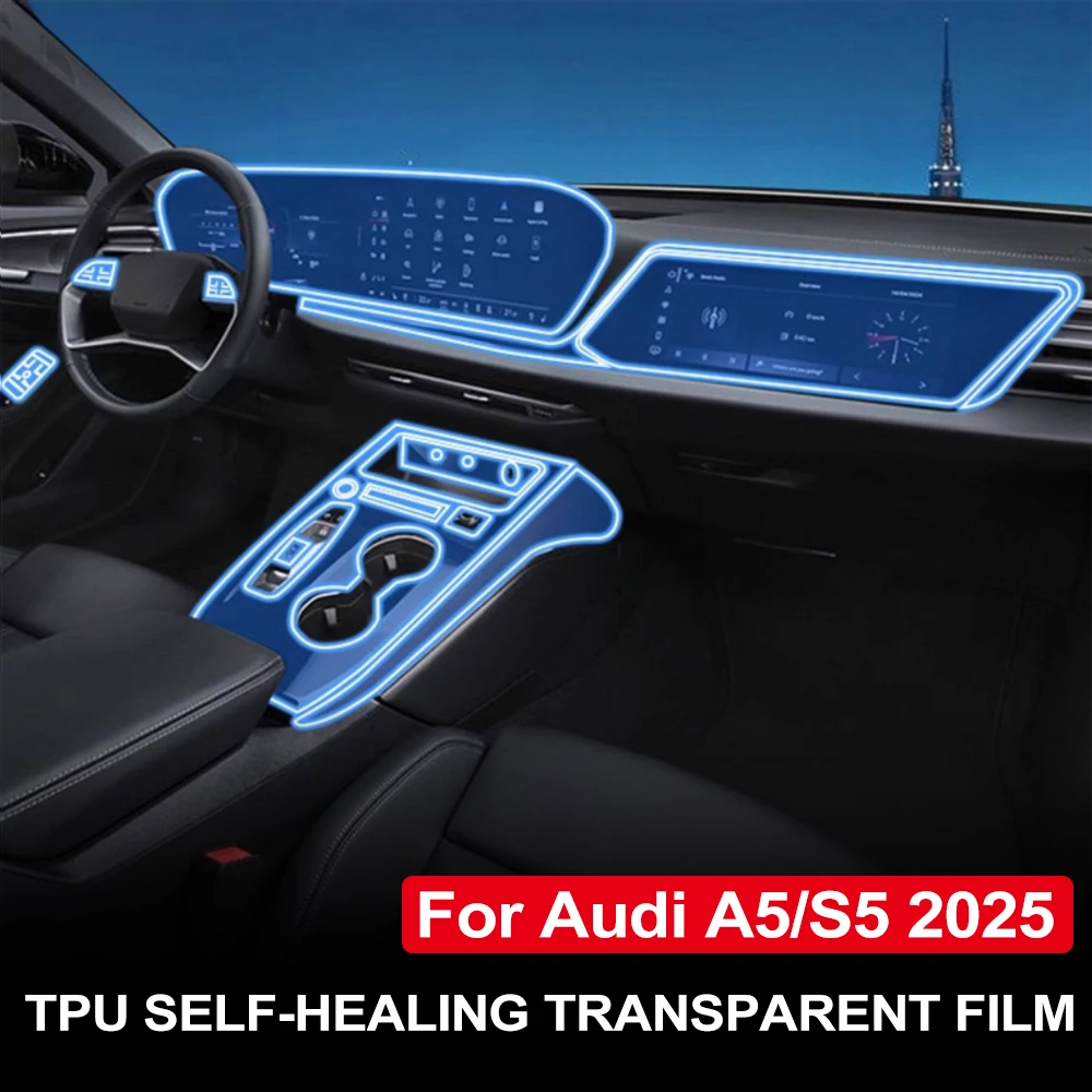 

Car Protective Pre-cut Film for Audi A5 S5 2025 Transparent TPU GPS Navigation Gear Panel Center Console LHD Interior Accessory