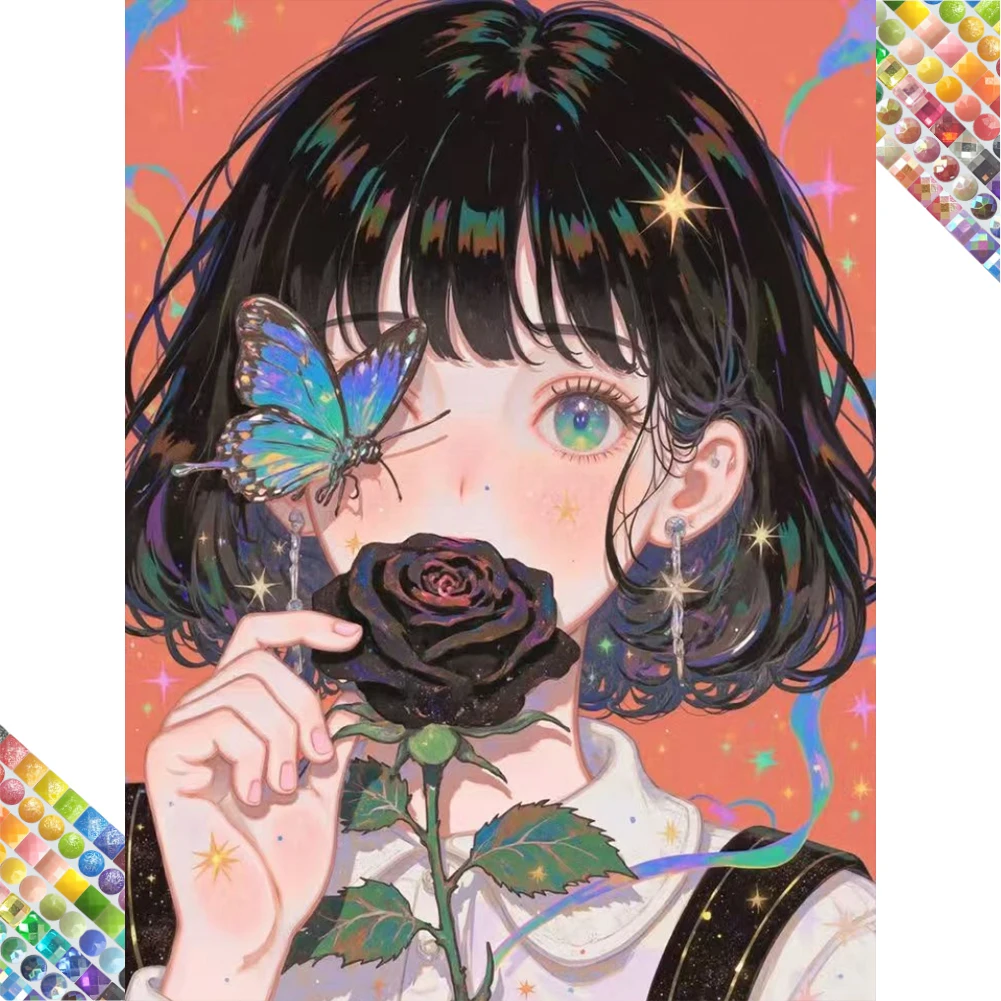 

Дівчина DPF с розой, алмазная живопись, новые поступления, 2025, сказочная пыль AB, полная дрель, алмазная мозаика, высококачественная алмазная живопись