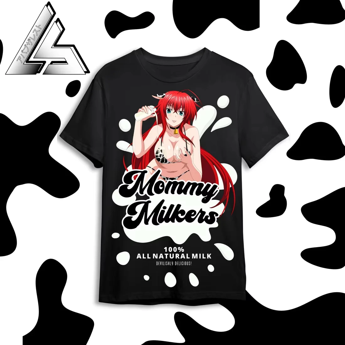 Mommy Milkers Rias Gremory Unisex Anime T-Shirt 100%Cotton Manga Tee Anime girl cute style comics surrounding cosplay costumes