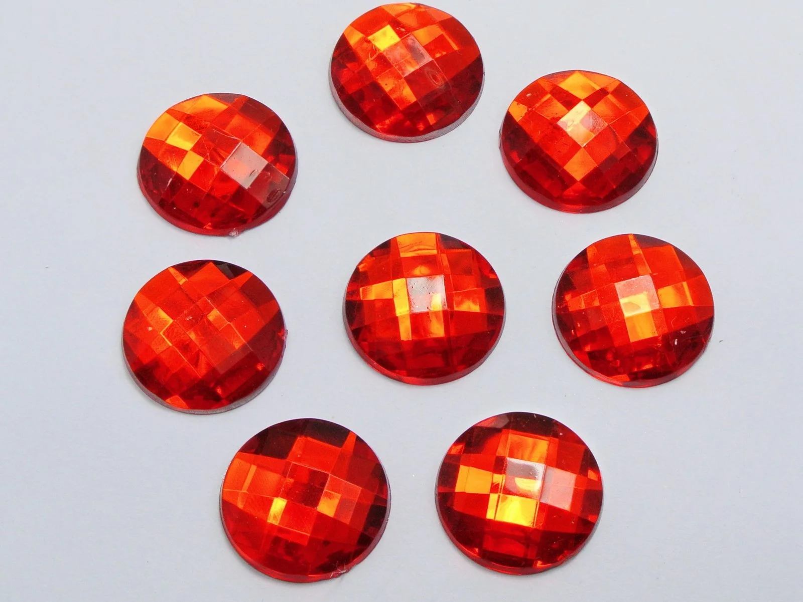 50 Acrylic Flatback Rhinestone Round Gem Beads 20mm No Hole