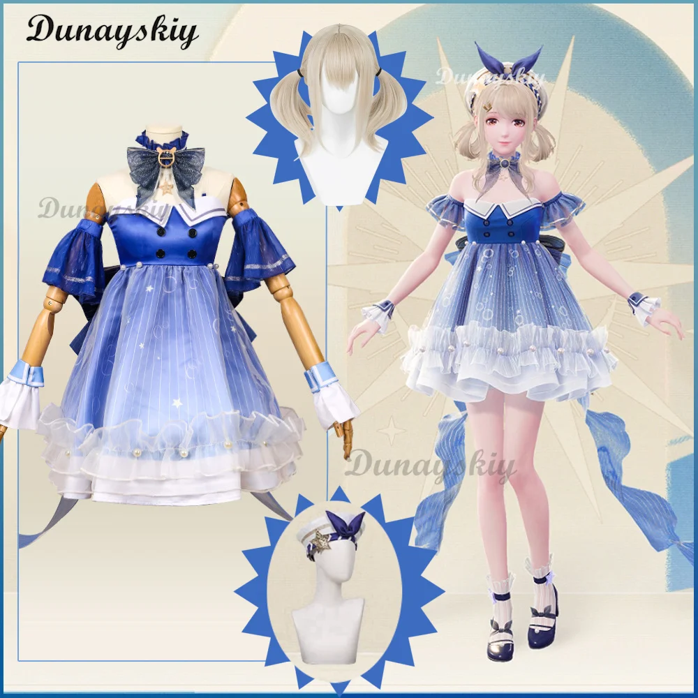 Spiel Infinity Nikki Shiny Bubbles Cosplay Kostüm Perücke Lolita Rock Blaues Kleid Frauen Kawaii Halloween Dress-Up Outfit Angepasst