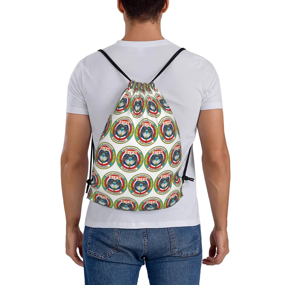 Gipn National Police Intervention Group Backpacks Multi-function Drawstring Bags Sundries Bag Book Bags for Travel School