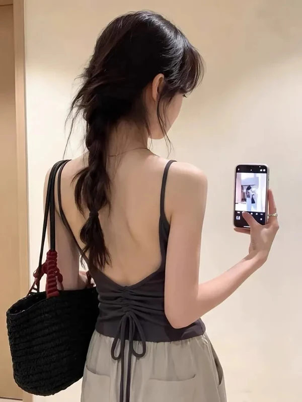 plus Size Drawstring Slim Fit Tank Top Women's Summer New Style Beautiful Dopamine Matching Unique Attractive Upper Apparel