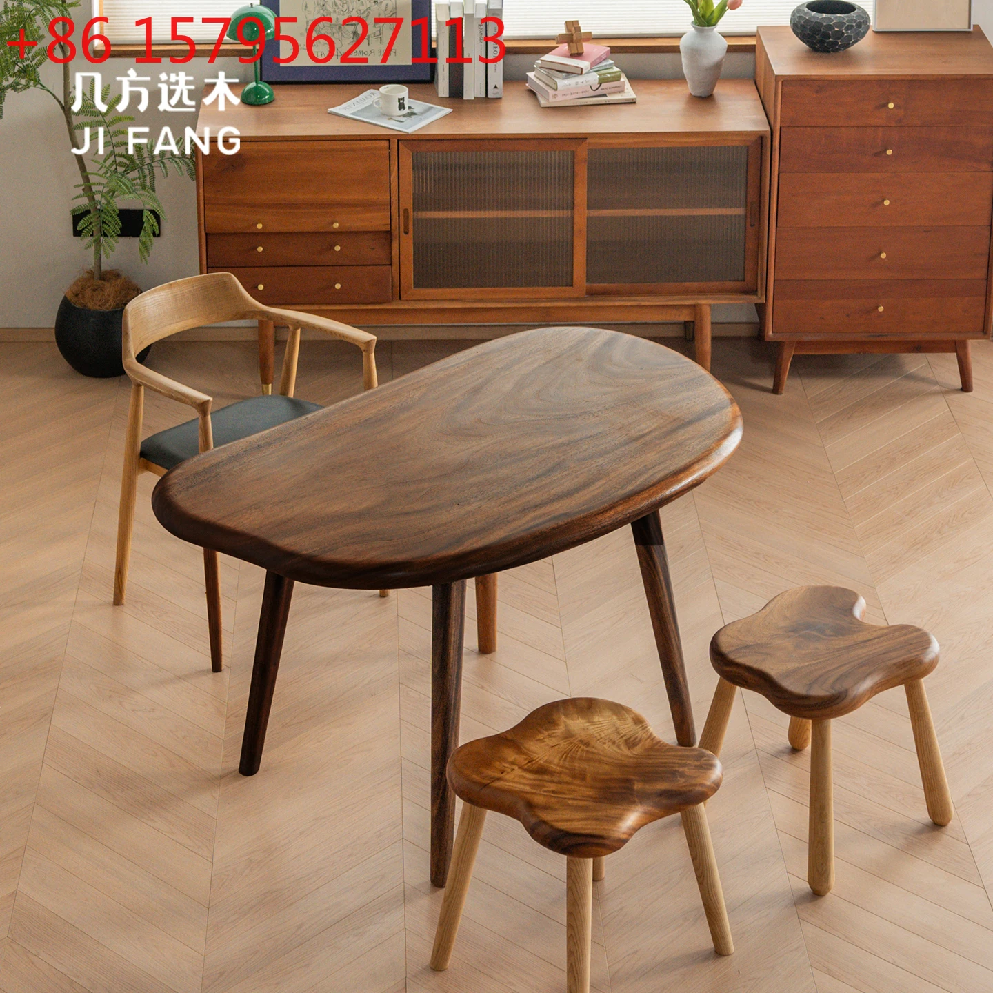 

South American rain wood walnut solid wood living room balcony whole piece tea table tea table household tatami