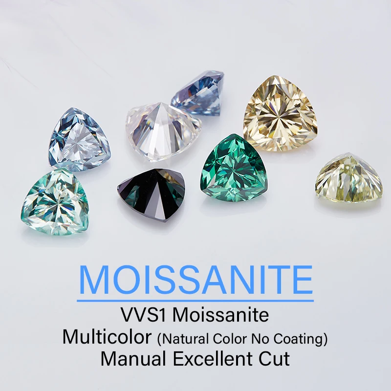 Moissanite Stone Trillion Cut D Color VVS1 Clarity  for DIY Jewelry Making Materials with Report Pass Diamond Tester No Fade