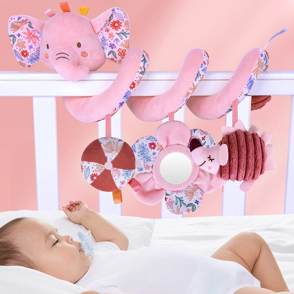 Baby Crib Hanging Rattles Toys Infant Carseat Sensory Toys Hanging Stroller Accessories Squeaker Rattles Infants Interactive Toy
