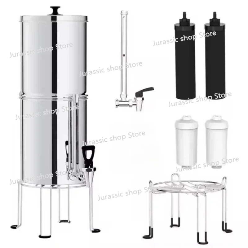 

Custom 10L 2.25G Outdoor Camping Drinking Water Purifier Visual Water Level Stainless Steel Gravity Activate Water Filter Bucket