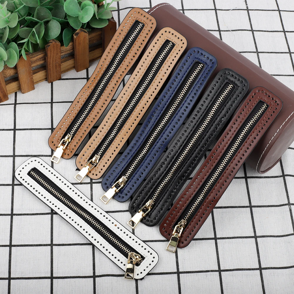 DIY Custom Zipper for Woven Bag Hardware PU Leather Zipper Sewing Accessories 18cm Metal Zipper for Clothes Shoes Supplies