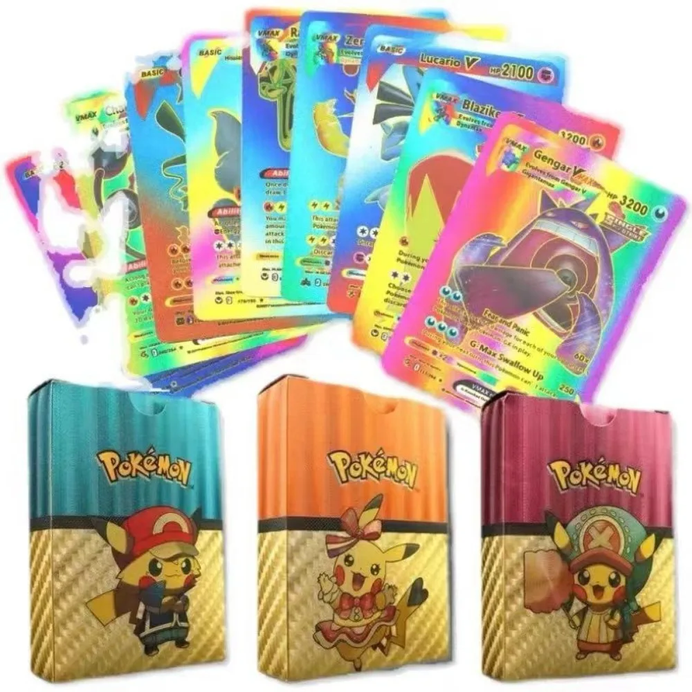 2024 new A Box of 55Pcs Pokemon Cards Gold Foil Card Gold Vmax Vstar V Energy Card Charizard GX Pikachu Rare Series Battle Coach