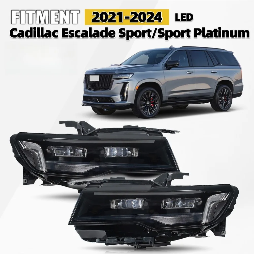 LED Headlight For 2021-2024 Cadillac Escalade Sport/Sport Platinum Left+Right