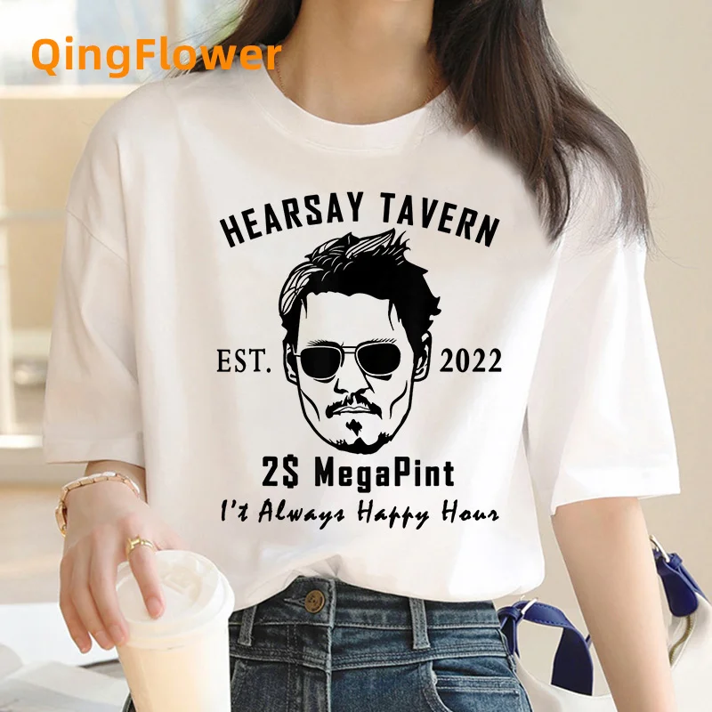 Johnny Depp t shirt women comic designer Y2K Tee girl manga 2000s comic clothing