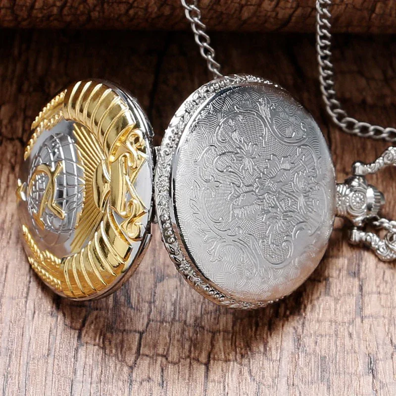 Montre de poche avec pendentif en Bronze, Badges soviétique Vintage, marteau faucille, collier, chaîne, horloge à Quartz, emblème de mode, cadeau pour femmes et hommes