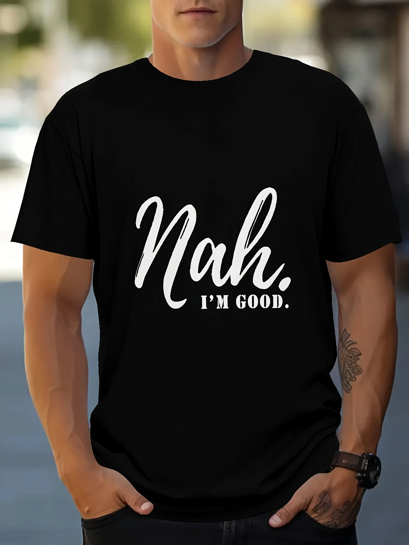 

Men's Casual Sports 3D Printed T-shirt Summer Round Neck Top Short Sleeved Pure Cotton T-shirt
