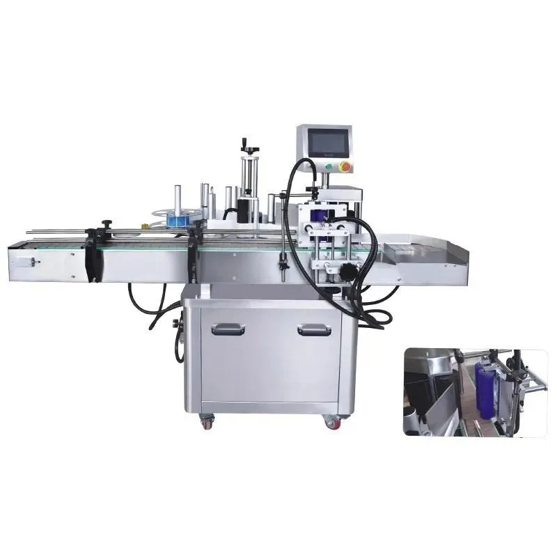 Automatic fixed-point round  labeling machine, red wine  square  flat  double-sided self-adhesive