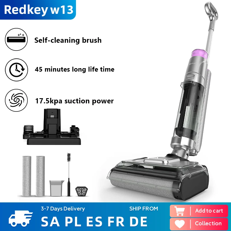 Redkey W13 Wireless Wet Dry Vacuum Cleaner Multi-Surface Smart Cordless Mop Floor Washer Handheld Household Self-Cleaning