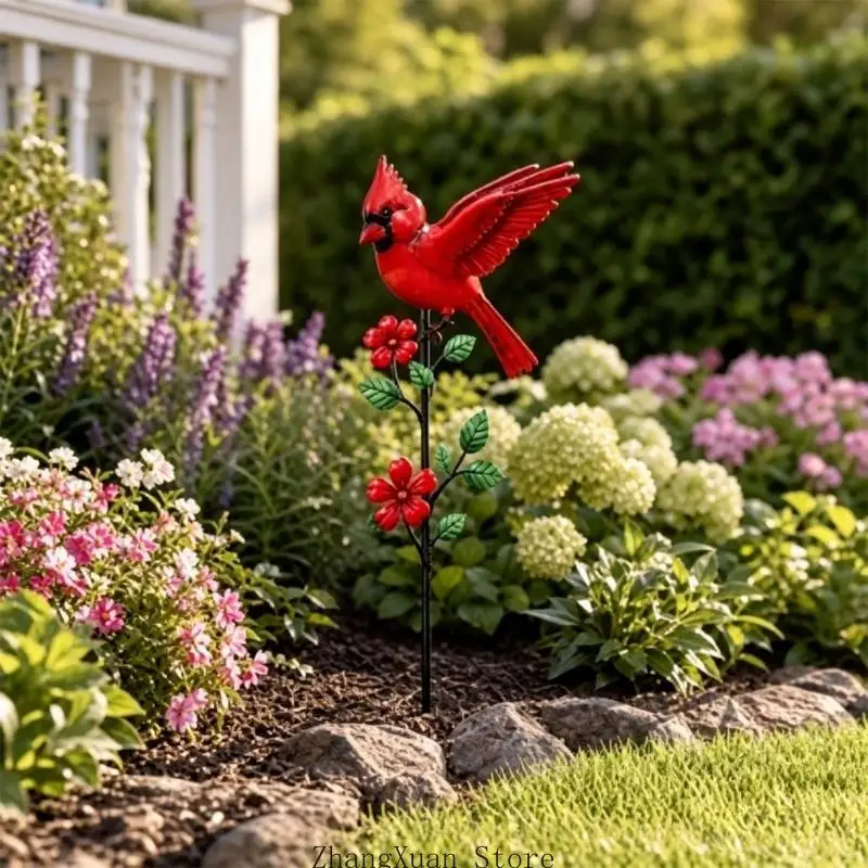 Metal Bird Yard Stakes Set of 4 Piece Figurine for Front Yard and Lawn Styling 3XUF