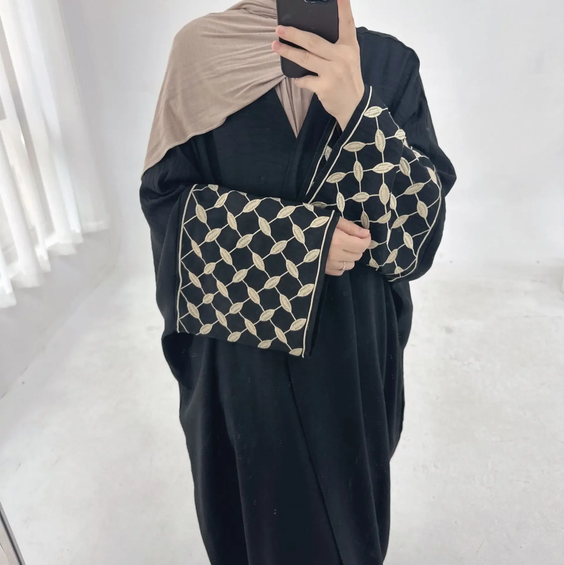 Mulher muçulmana bordada abaya dubai luxo saudita quimono aberto abayas para mulheres túnicas turcas eid roupas islâmicas vestido kaftan