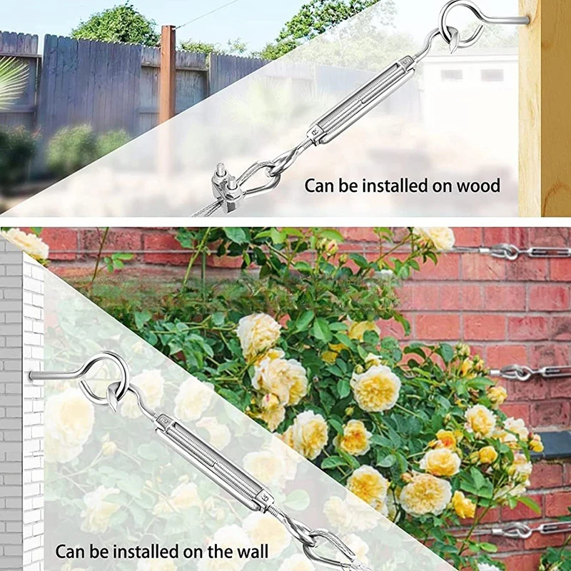 Recinzione da giardino per esterni 6m/10m/20m/30m 2mm fune metallica in acciaio inossidabile cavo rivestito in plastica di Nylon appeso Kit di cuscinetti di carico con Clip a vite
