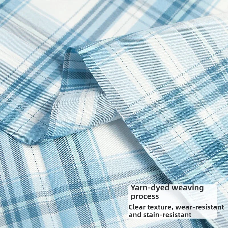 JK موحدة منقوشة النسيج لينة مبهمة بالمتر لملابس تنورة مطوي اليدوية DIY بها بنفسك غزل مصبوغ قماش البوليستر الخياطة الأزرق