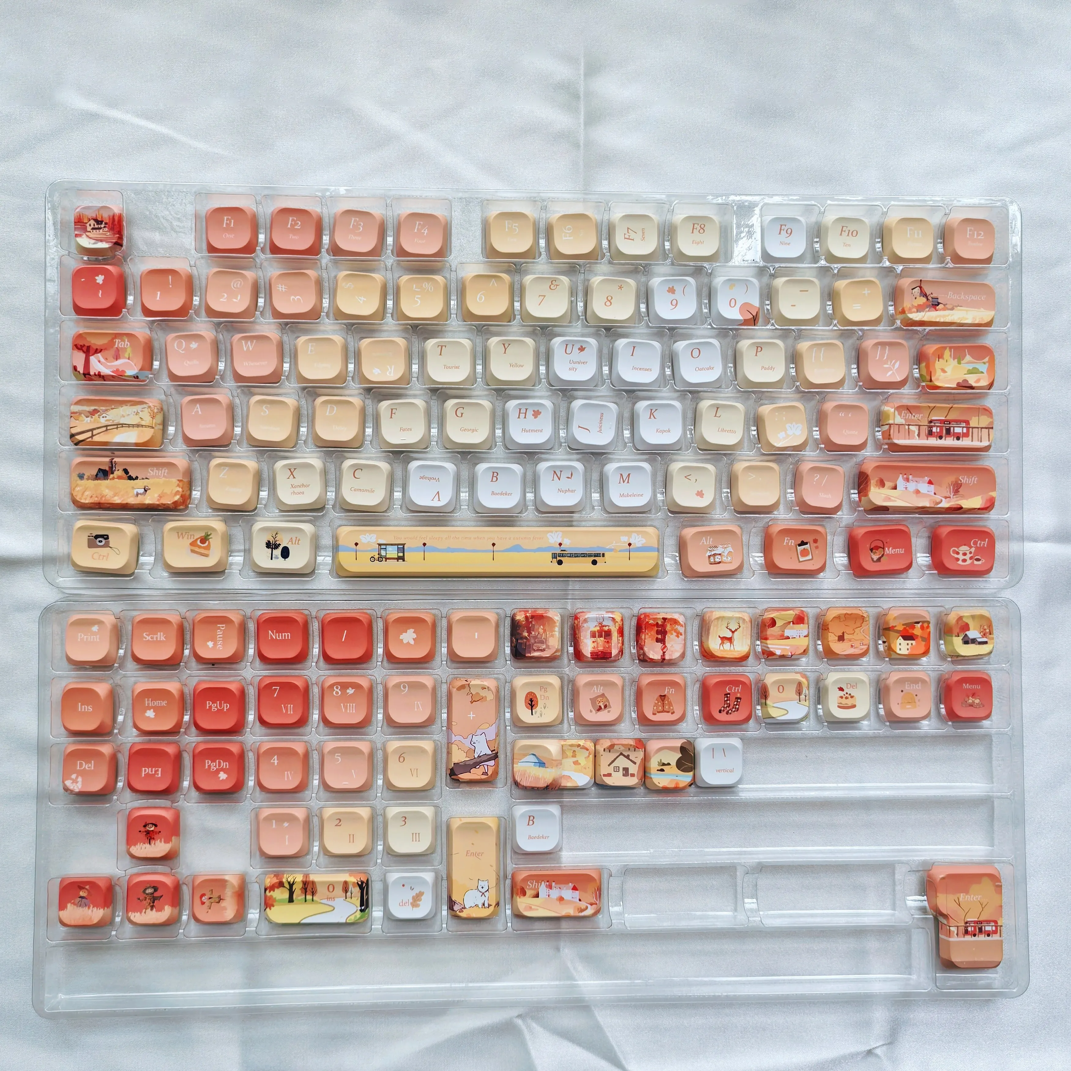 120 toetsen aangepaste laag profiel esdoornbladeren slanke keycaps vijf zijden kleurstofsublimatie PBT Keycaps voor MX-schakelaars mechanisch toetsenbord