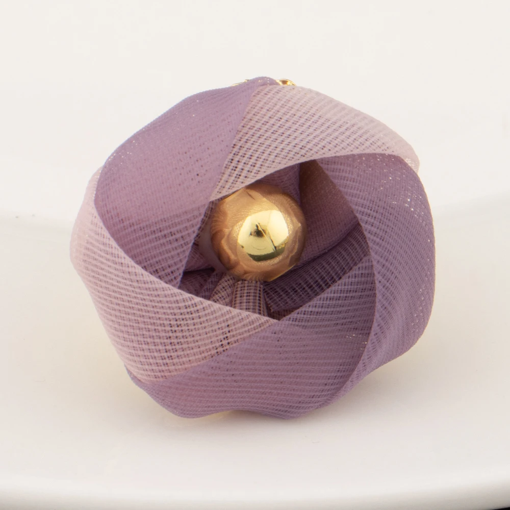 Luxury Noble Gold Plated Big Necklace Earrings Bracelet Ring for Women Purple Flower Shaped Jewelry Gift for Party Wedding