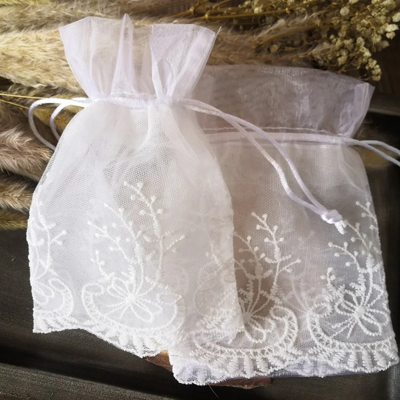 

Chic Drawstring Organza Bag with Elegant Lace,12x17cm Medium Size,Gift Candy Bags,Wedding Favors for Guests,Drawstring Pouches