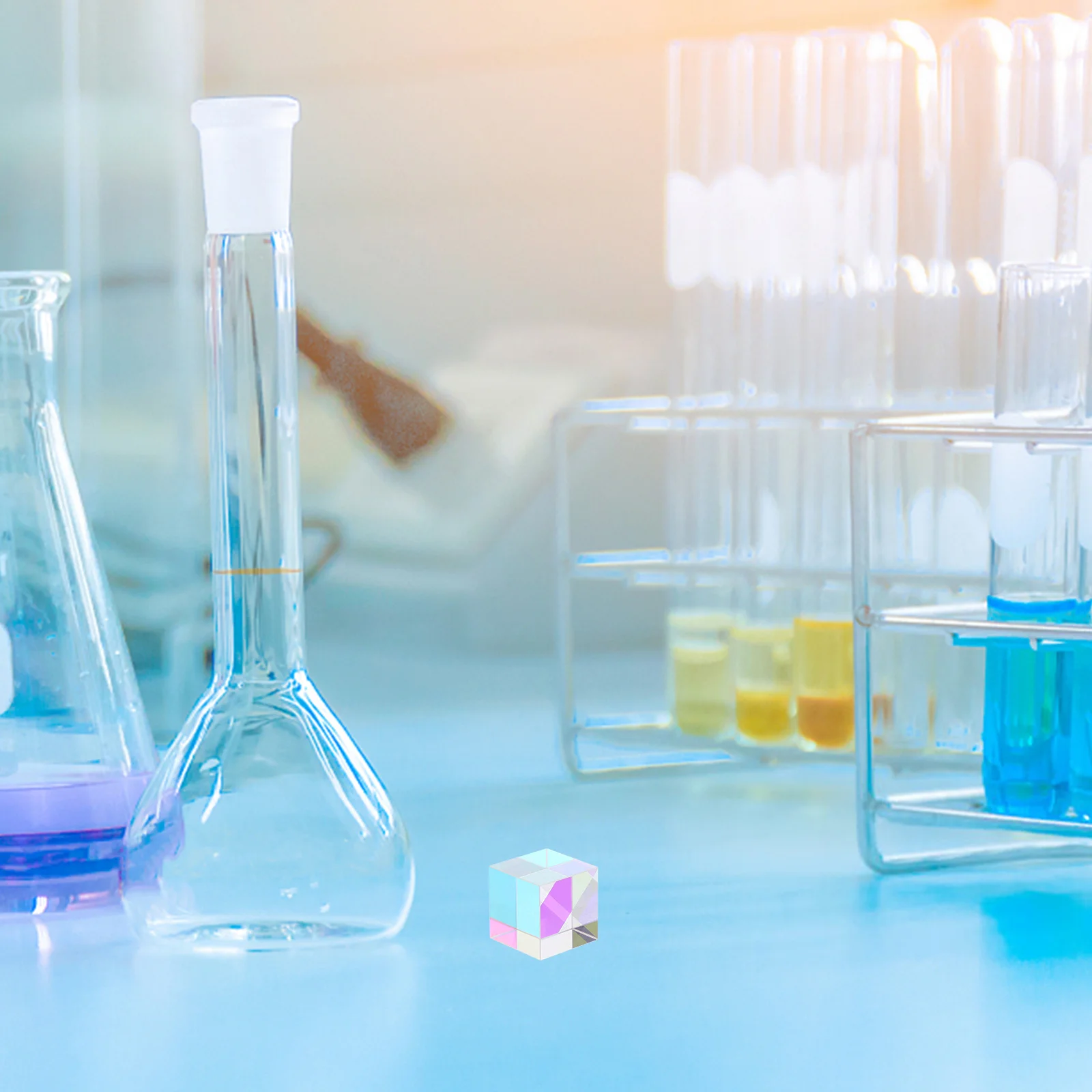 6 جوانب ملونة مكعب الزجاج البصري بريزم مشرق ضوء الإنكسار مكعب لتعليم العلوم تجارب الاطفال ديكور حديقة #2