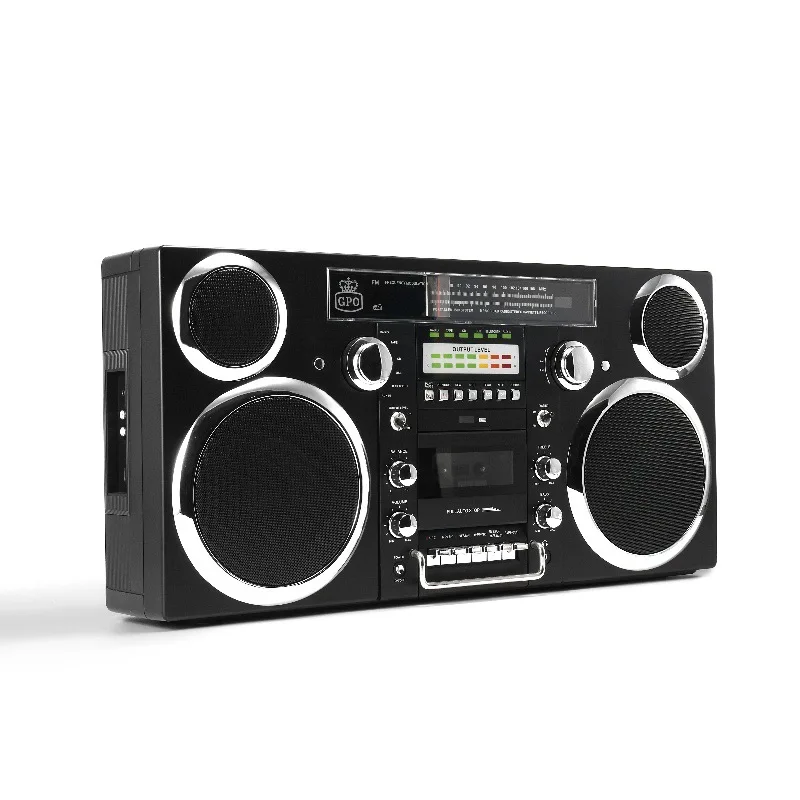 Retro radio, tape drive, bluetooth speaker, cd album, disc, multimedia player