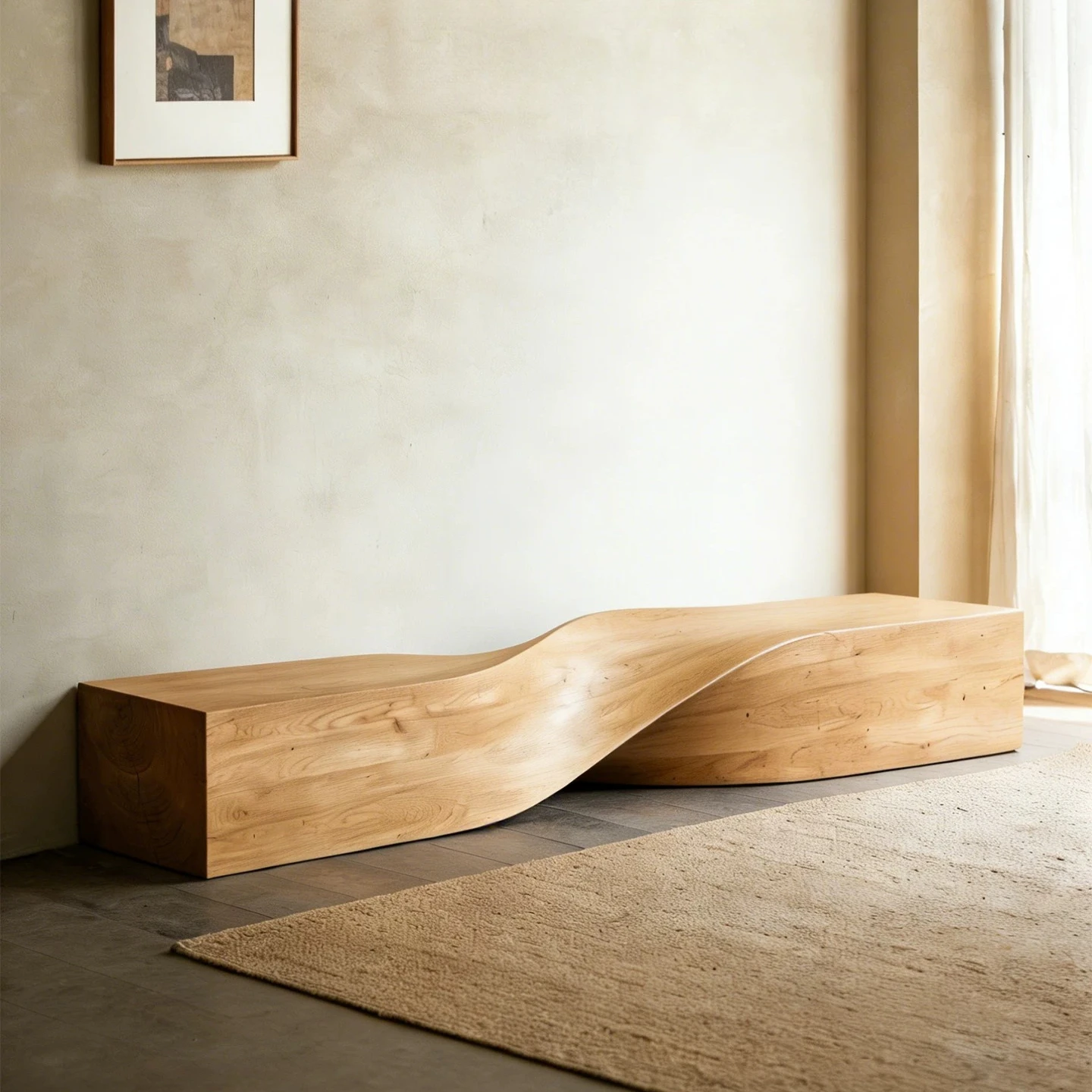 wabi-sabi wind solid wood bench, clothing store homestay bedside bench, Nordic creative log bench