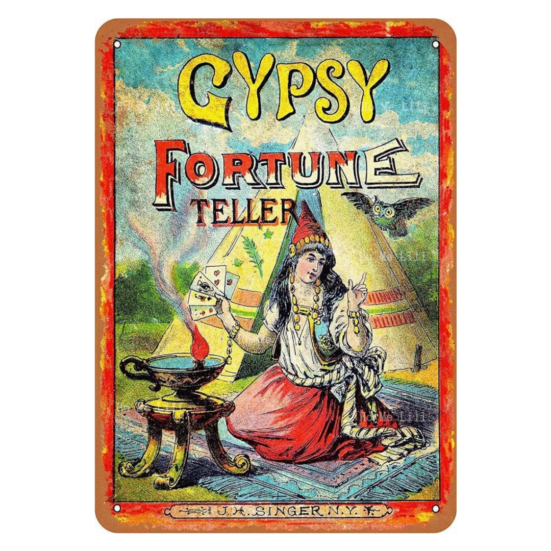 Metal Sign Gypsy Fortune Teller Vintage Wall Decor Art Man Cave Home Wall Decor