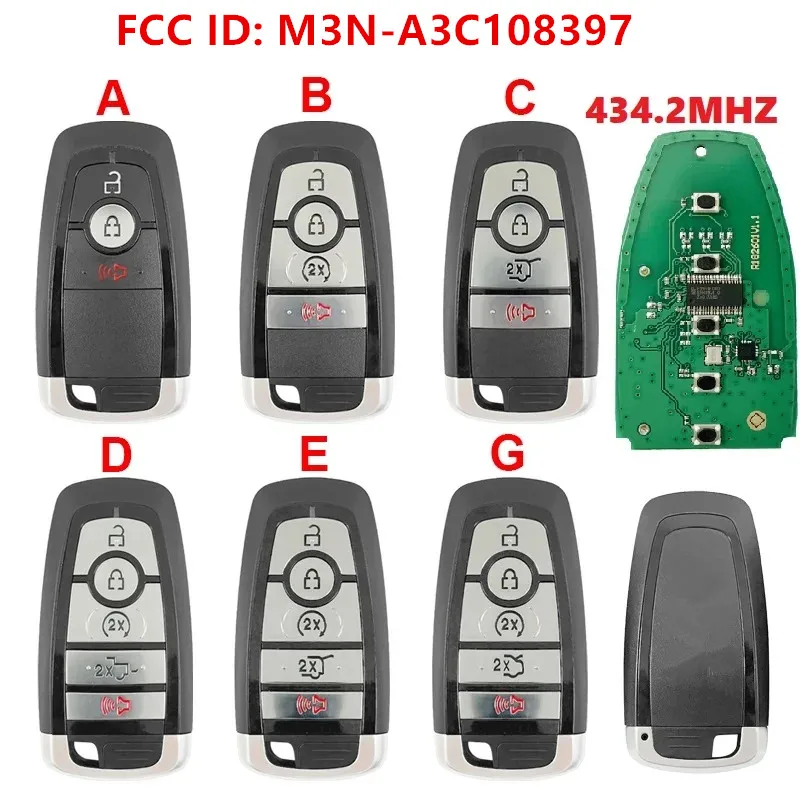 

KEYECU Replacement Smart Promixity Remote Key FOB 434MHZ For Ford Edge Explorer Expedition F250 F350 2023 FCC ID: M3N-A3C108397
