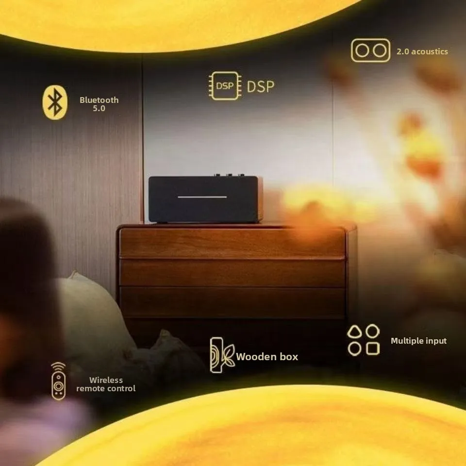 D12 ワイヤレス Bluetooth 木製スピーカー サブウーファー内蔵ステレオ
