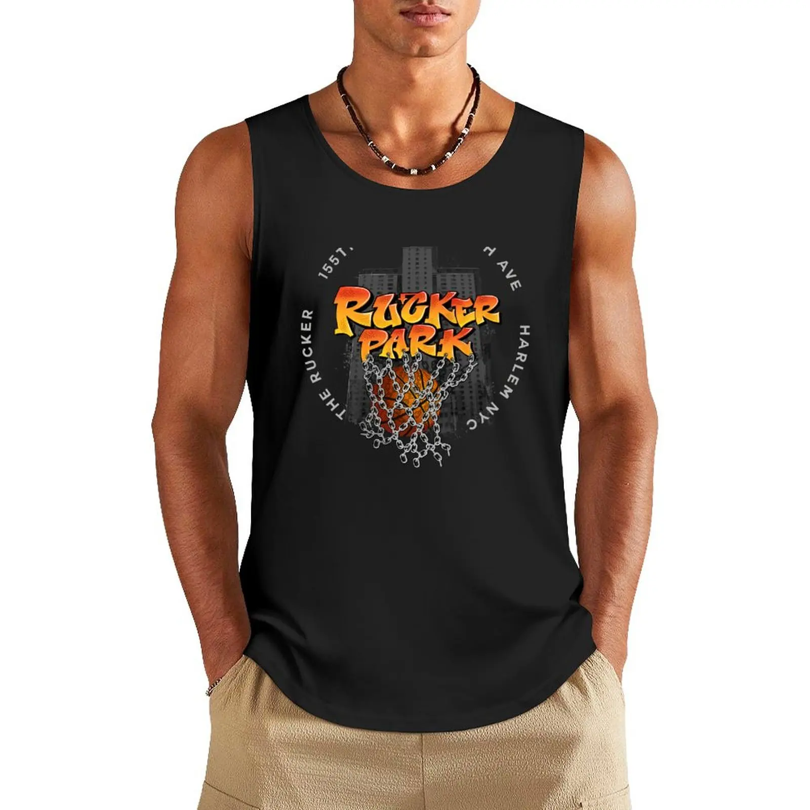 Rucker Park Tank Top Sports clothing sleeveless shirt man gym t shirt men Man clothes for gym