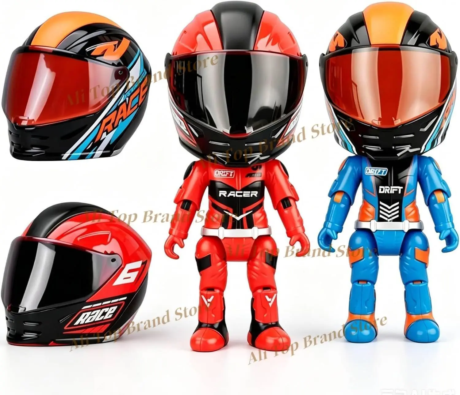 New Mini Helmet Heroes Transforming Ornaments, Motorcycle Helmet Action Figure with Movable Joints, Foldable Design for Storage