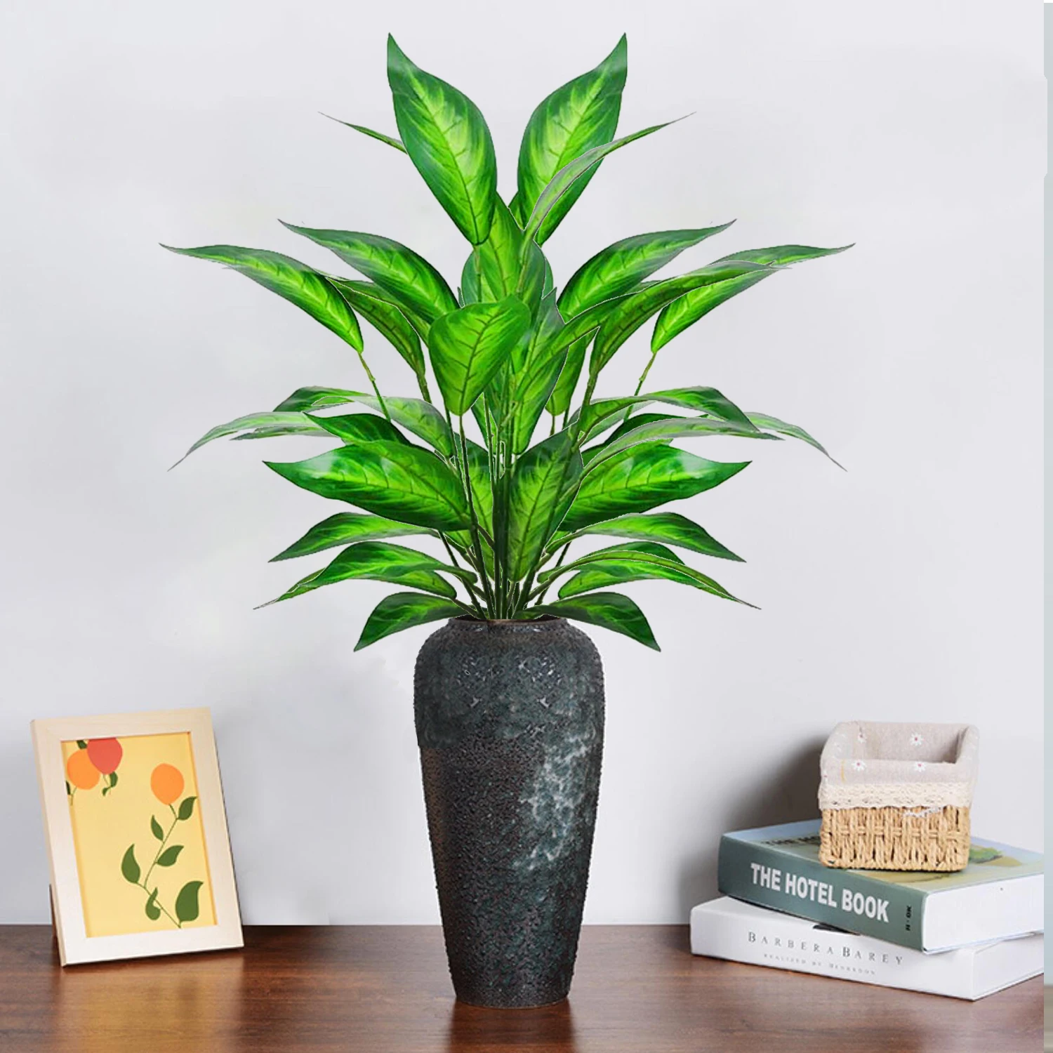 76cm  26 Leaf Artificial Plant Fake Magnolia Branches Plastic Ficus Leaves Green Sansevieria Home Garden Decoration