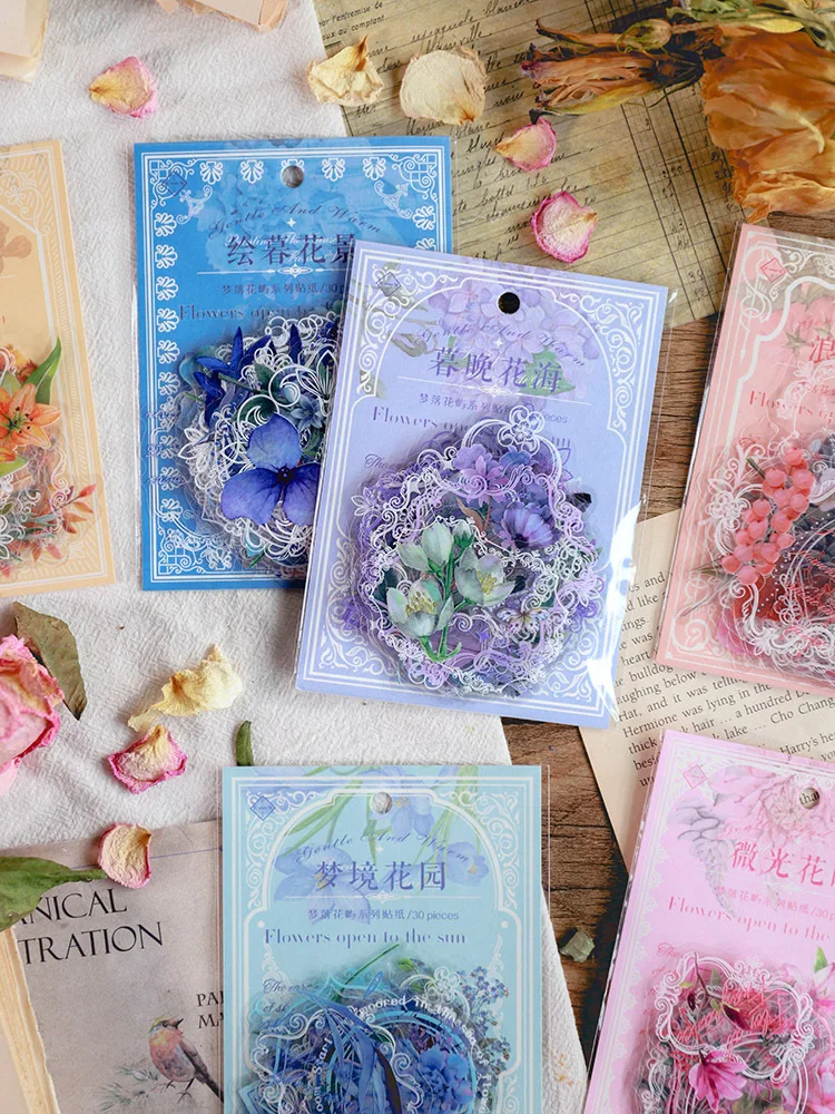 30pcs/1lot kawaii Stationery Sticker Dreaming of Flower Diary Planner junk journal Decorative Scrapbooking DIY Craft Sticker