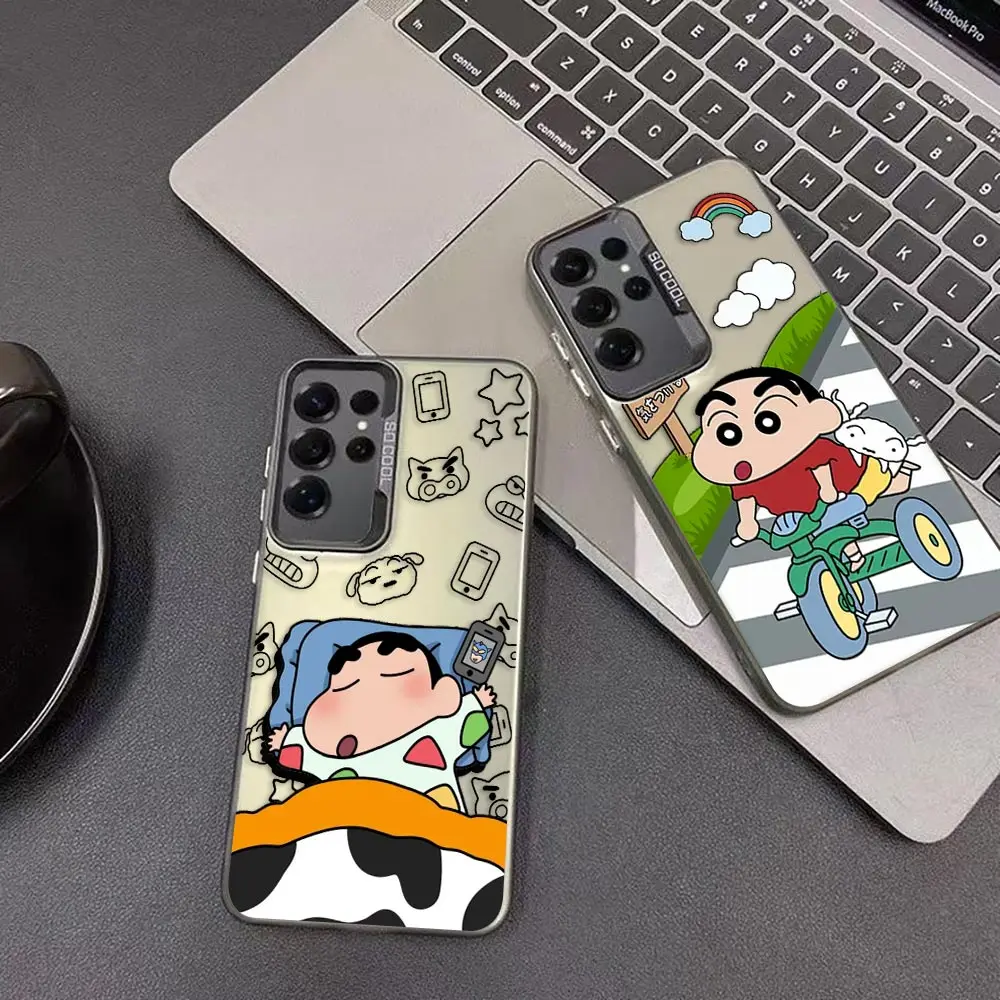 Phone Case For Samsung Galaxy S26 S25 S24 S23 S22 S21 S20 PLUS ULTRA Bumper Hard Shockproof Cover Cartoon C-Crayon S-Shin Chan
