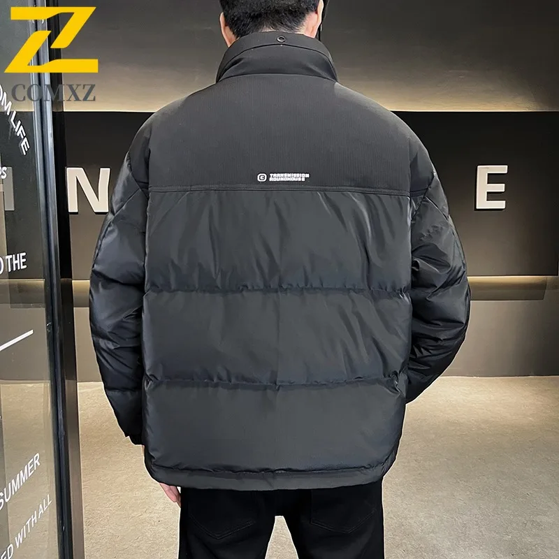 COMXZ Men Puffer Jacket 2025 Fashion Trendy Lightweight Warm Travel Padded Jacket Snowy Minimalist Cold-Resistant Winter Jacket