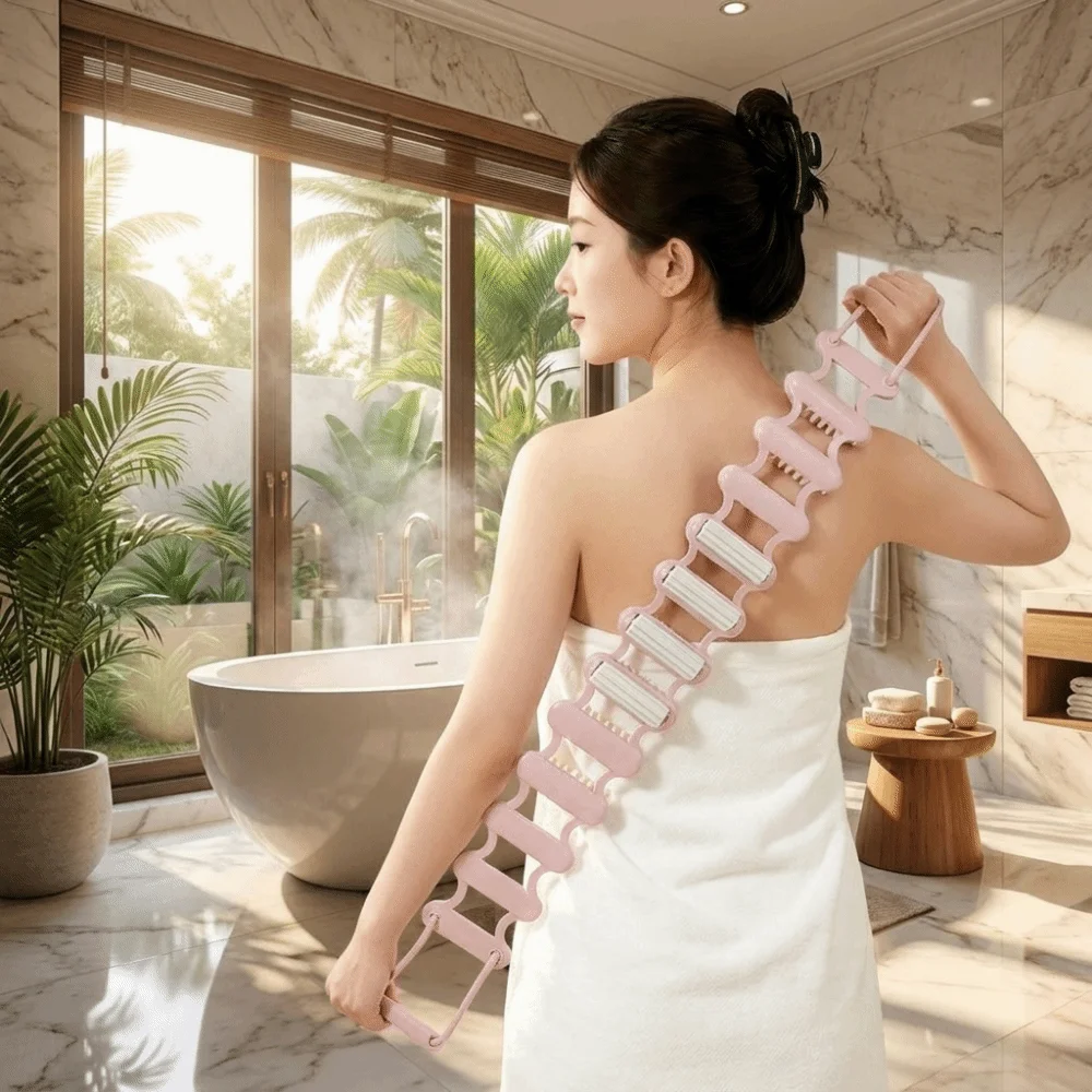 Bath Rub Towel 2-in-1 Rubbing Back Strip Double-sided Extended Back Scrubber Massager Reusable Widening Bath Brush Bathing