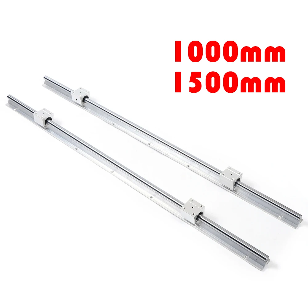 2Pcs Linear Rail Linear Guide with 4Pcs SBR16UU Bearing Block CNC SBR16 1000/1500mm 2X Shaft