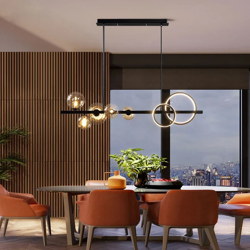 Lampe LED Suspendue en Verre au Design Nordique Moderne, Luminaire Décoratif d'Nik, Idéal pour un Restaurant, une Salle à Manger ou un Bar